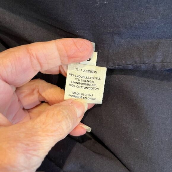 Ulla Johnson Line Lyocell Peplum Back Blazer Deep Navy Blue Lined Size 8 - Picture 7 of 12